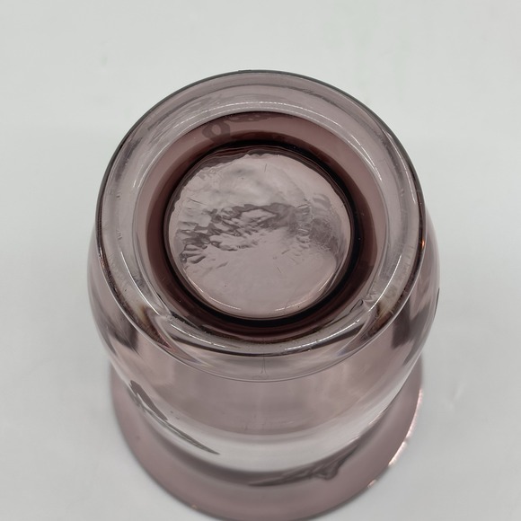 Y2K Amethyst Candleholder Purple Glass Etched Butterfly Pillar Lamp Vase - Picture 4 of 9